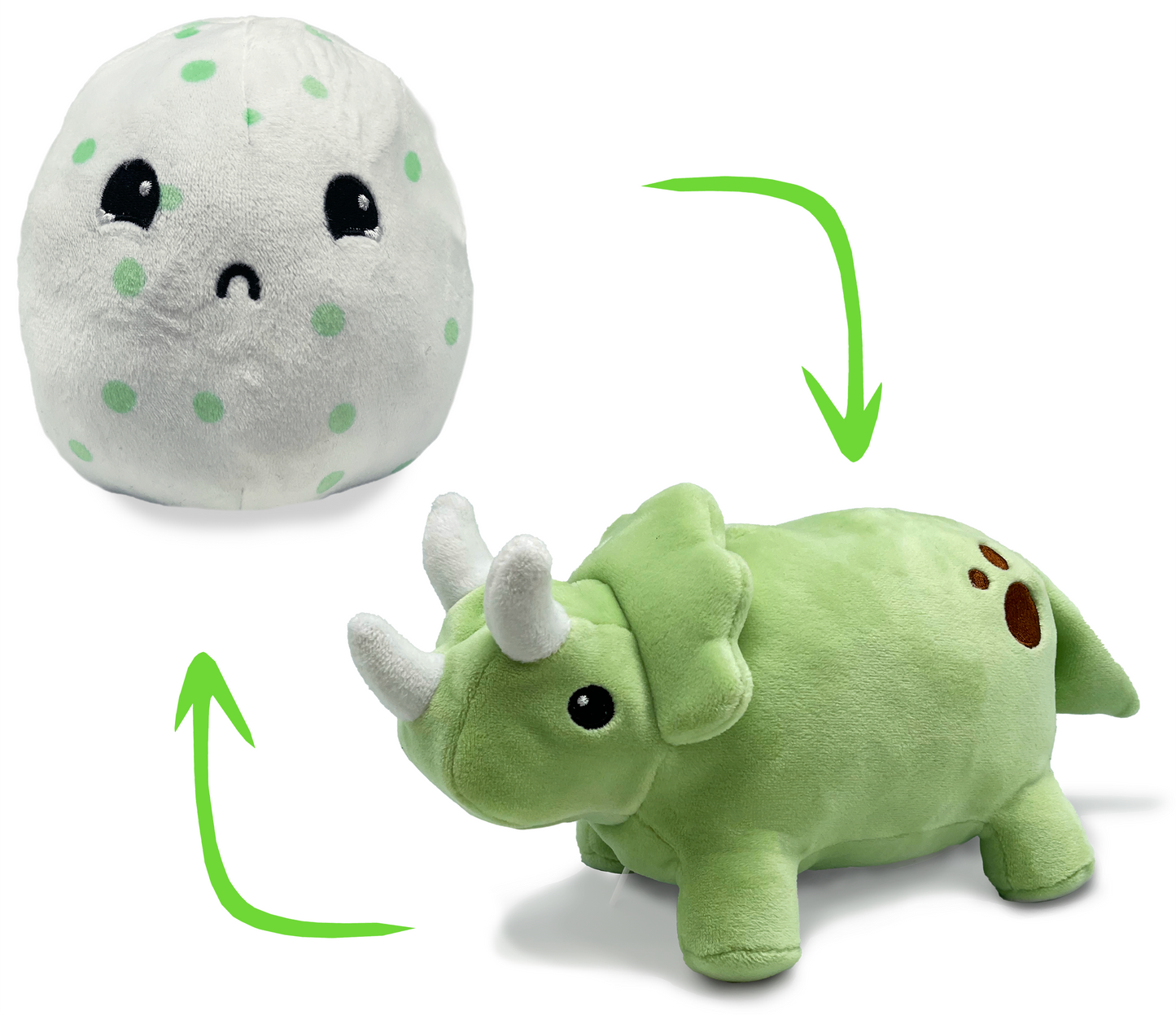 Hatchkinz | Triceratops Reversible Plushie 8"